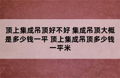 顶上集成吊顶好不好 集成吊顶大概是多少钱一平 顶上集成吊顶多少钱一平米